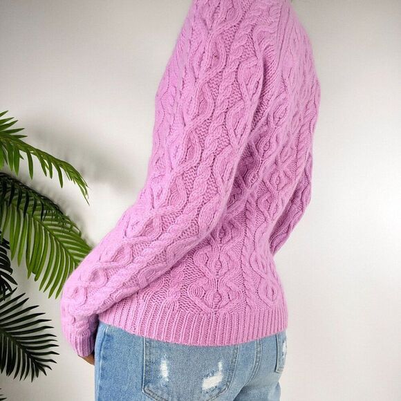 Vintage Y2K The Limited Purple Angora Wool Cottagecore Cable Knit Sweater / M - Picture 2 of 7